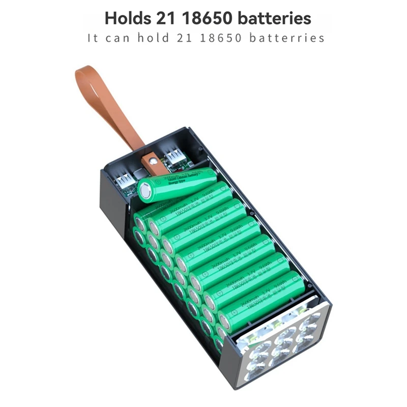 Portable DIY Power Bank Case For 21X18650 Batteries Portable External Battery Box For Mobile Phone Charging