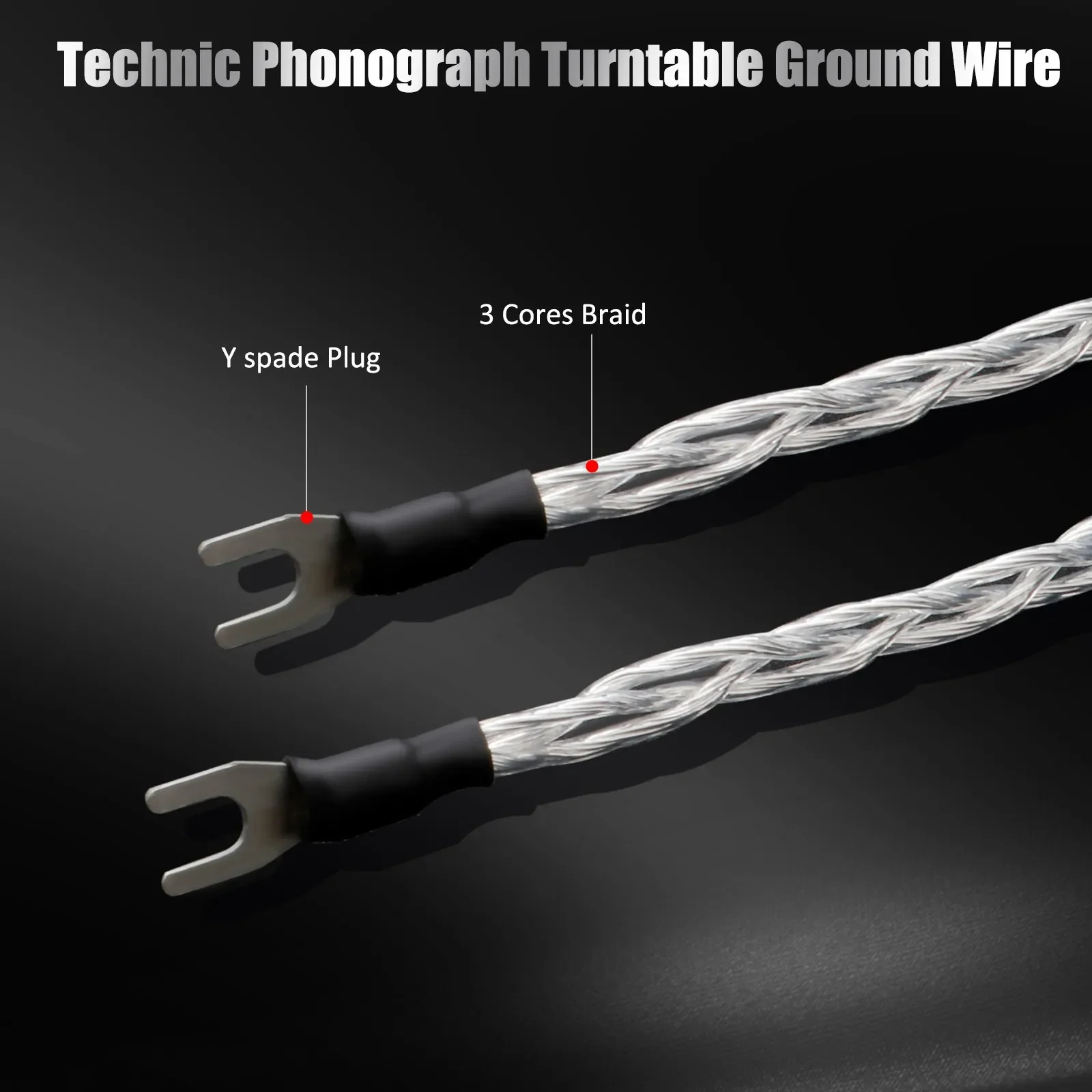 1PC Preffair 3 Core silver plated LP Vinyl Audiophile Hifi Audio Cable Amplifier Ground Wire Rhodium plated Y spade