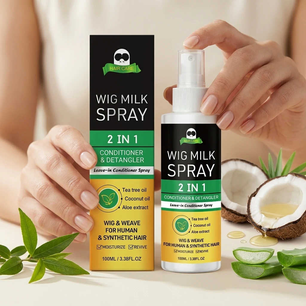 

2-In-1 Wig Milk Spray Easily Smooth Hair Restore Luster Prevent Static Protect Wig Hair Anti Frizz Wash-Free Conditioner Spray