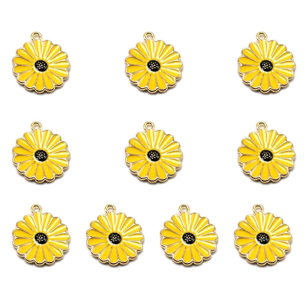 10Pcs Alloy Sunflower Pendants Simple Stylish DIY Charms for Necklace Earrings Bracelet Gift Making Fashion Accessory