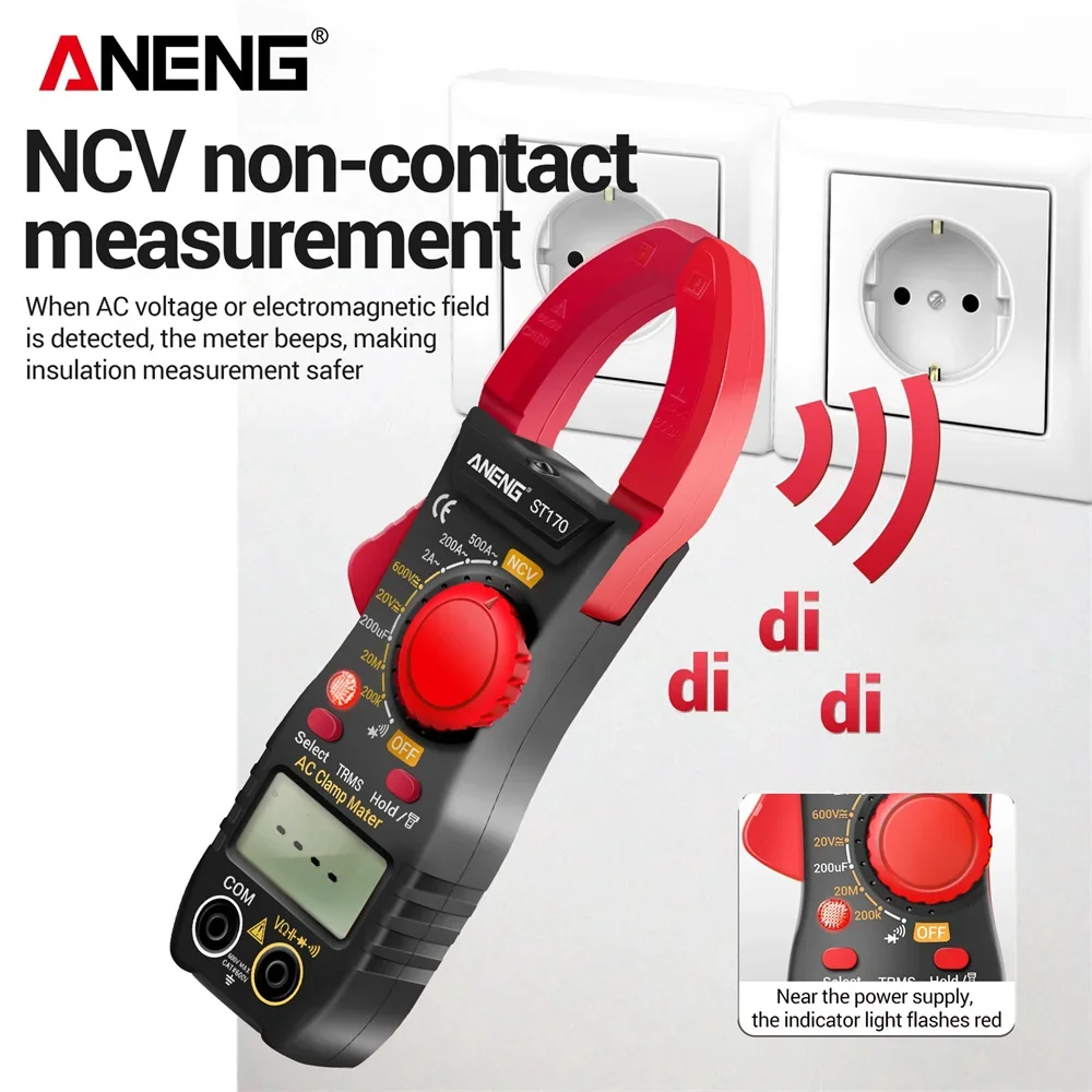 الرقمية المشبك المتعدد ANENG ST170 الرقمية الحالية التيار المتناوب/تيار مستمر الجهد 1999 التهم هرتز السعة المقاومة NCV أوم ديود أدوات #3