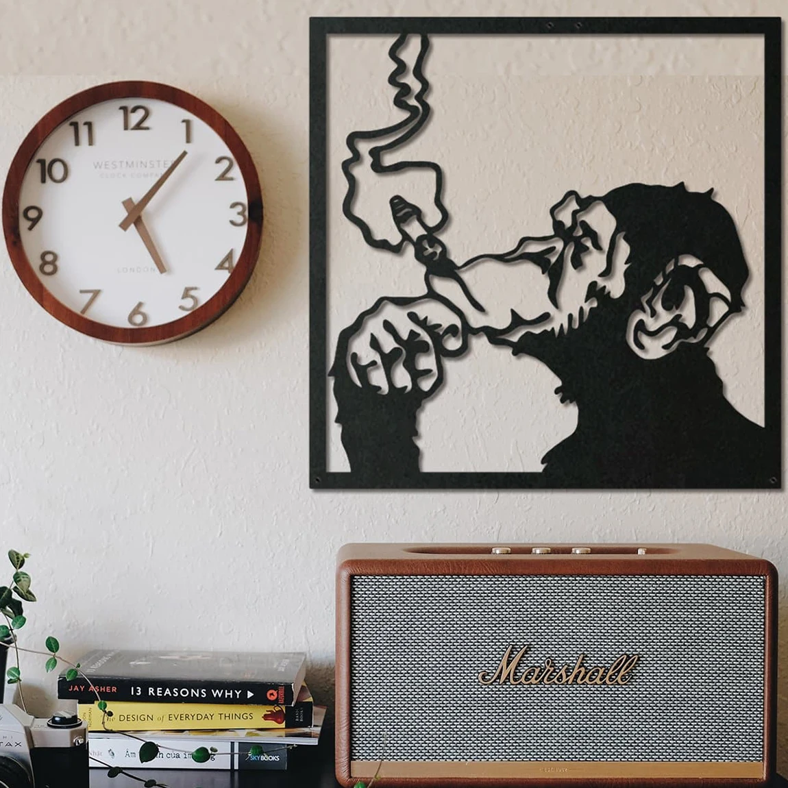 1pc Smoking Monkey Metal Wall Art - Wall Decor Living Room Modern - Banksy Wall Art for Bedroom, Bathroom, or Kitchen