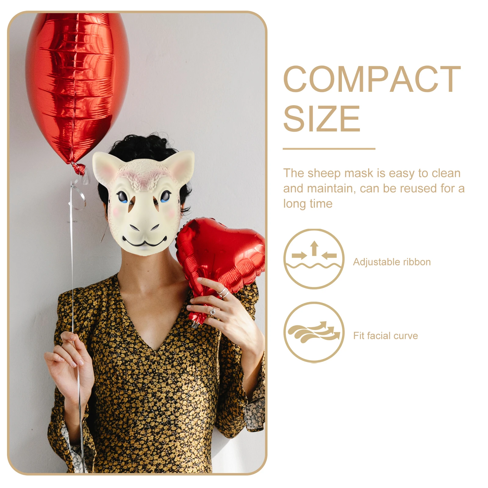 

Sheep Head Mask Realistic Design Lightweight Breathable Halloween Costume Prop Full Face Party Mask Animal Masks