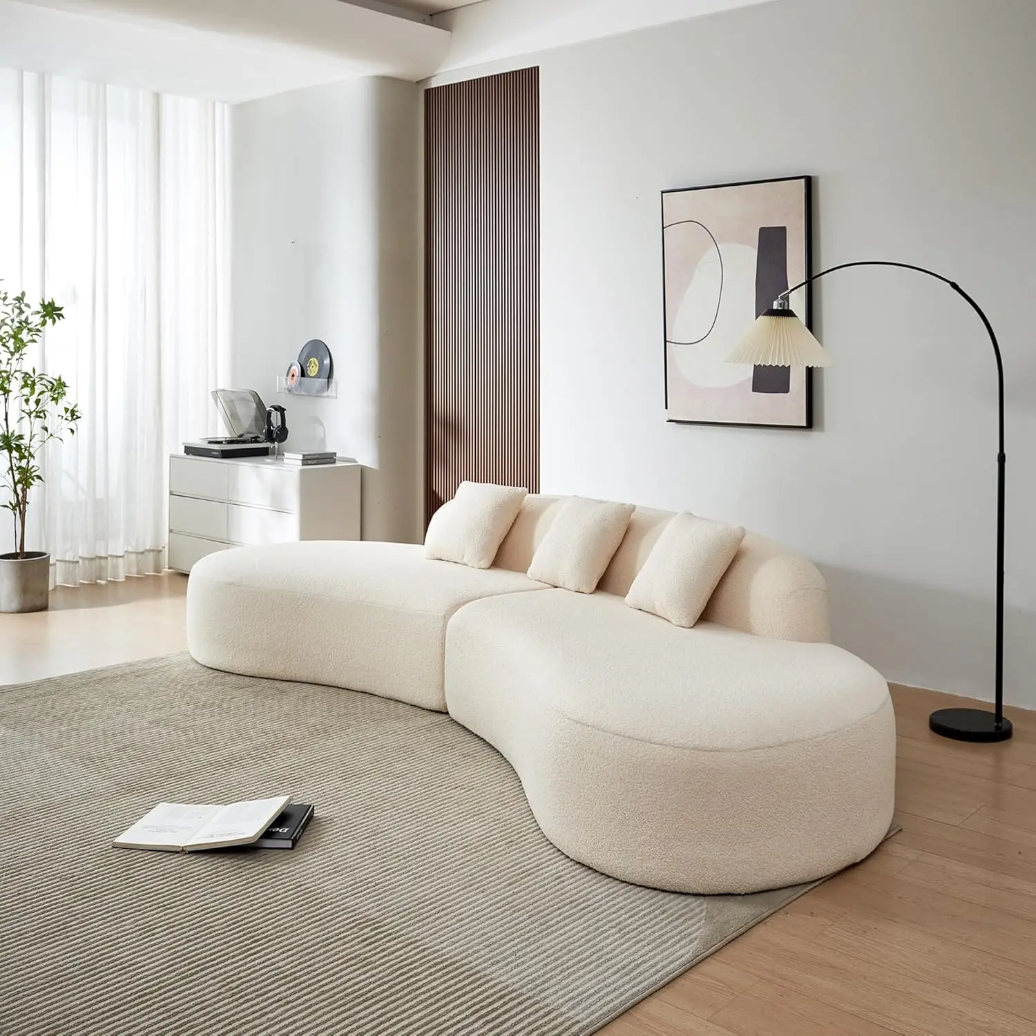 

Curved Luxury Modern Designer Indoor Sofa Set Living Room Corner Sectional Compressed Frameless Sponge Sofa