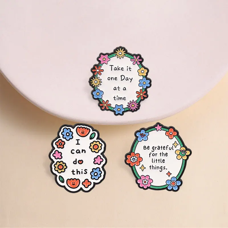 Positive Quote Enamel Pin I Can Do This Be Grateful ForThe Little Things Self Care Mental Health Brooch Lapel Badge Jewelry Gift