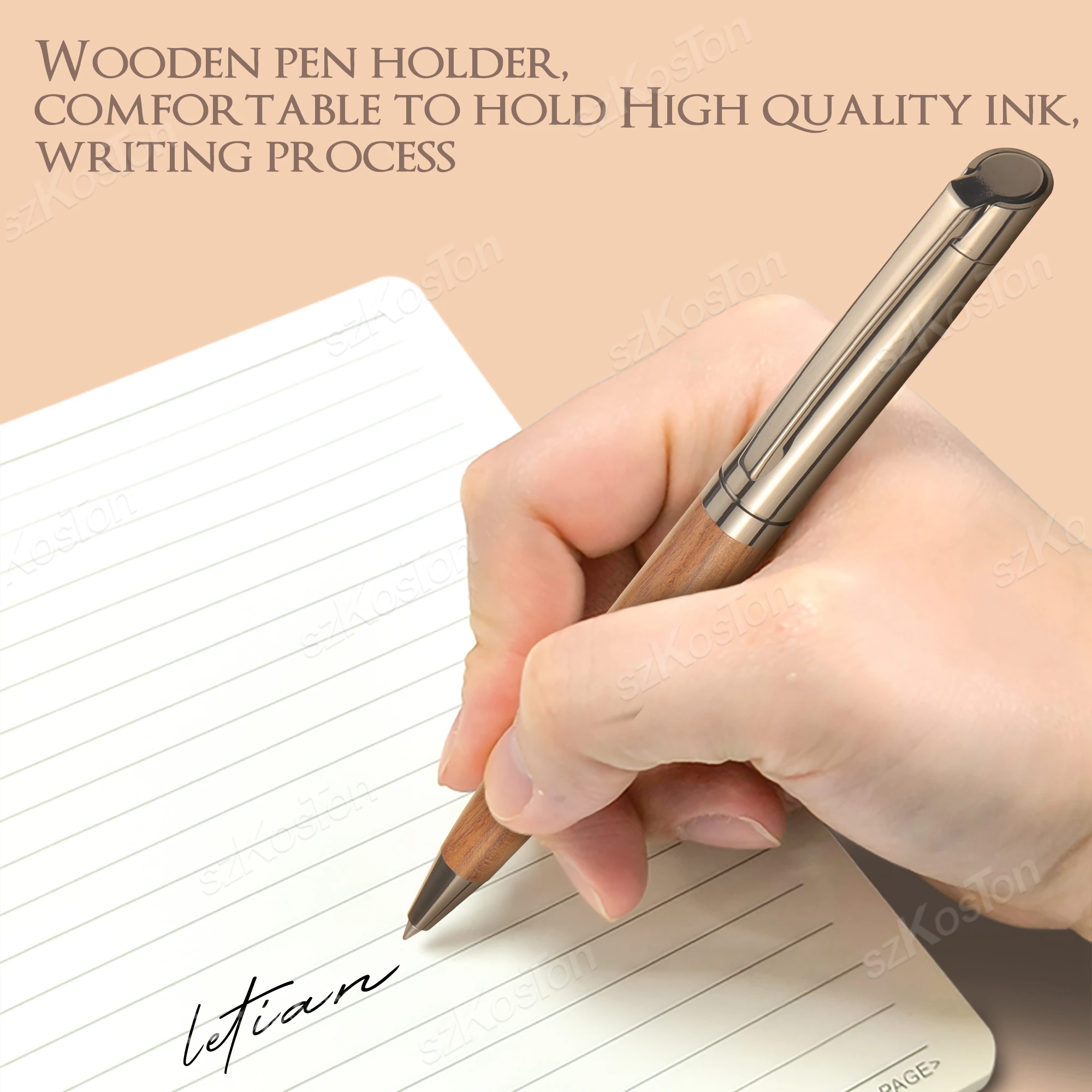 Wood Premium Metal Ballpoint Pen With Case Black Ink Office Business Writing Ballpoint Pen School Student Stationery Gifts image 4