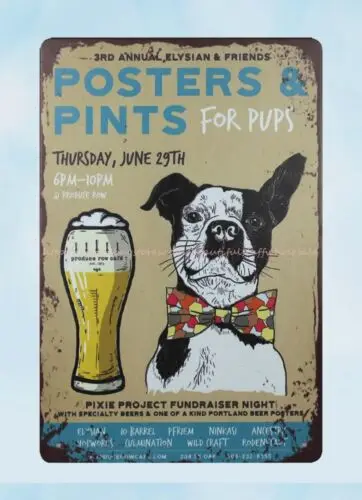 Posters & Pints For Pups metal tin sign wall ornaments