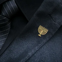 Fashion Jewish Menorah Symbol Brooch Stainless Steel Vintage Religious Emblem Pin Brooch Hanukkah Jewelry Gifts for Jew