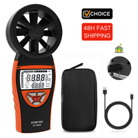 Handheld Anemometer for Wind Speed Temp Humidity, Digital Rechargeable Air Flow Gauge Meter, Portable CFM Measuring Device