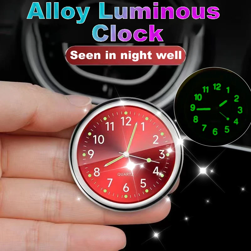 Mini Luminous Car Clock Automobiles Internal Stick-On Watch Mechanics Quartz Clocks Auto Ornament 40/43mm Mini Digital Clock