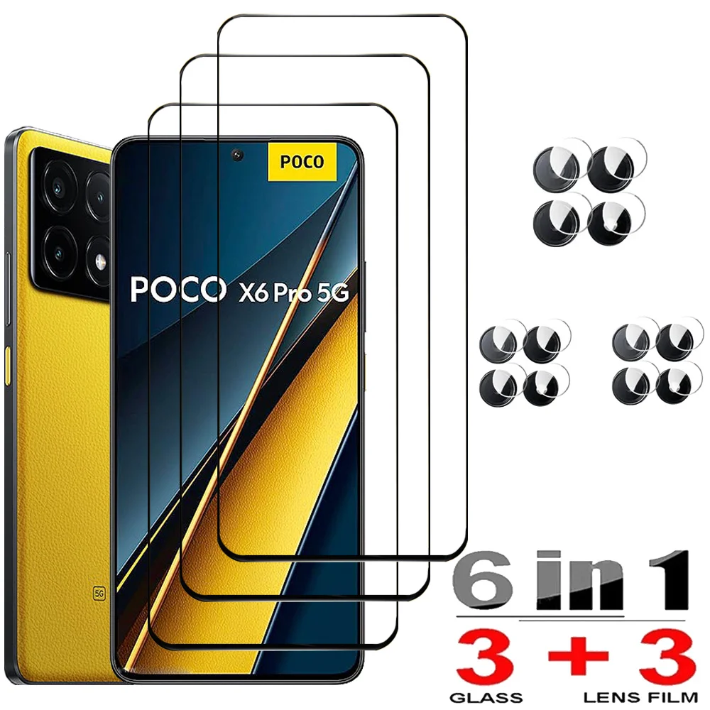 

mica Poco X7 X6 F6 Pro 5G Screen Protector Glass Little X6 X5 F5 Pro Pelicula de Vidro Temperado For Xiaomi Poco X6Pro Tempered Glass & Camera Film Poko C65 M6 Pro Cristal PocoX6 Phone Front Glass