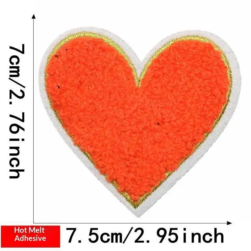 Mehrfarbige Handtuch-Stickerei-Herz-Aufnäher zum Aufbügeln, weich, flauschig, einfach anzubringen, perfekt für DIY-Jacken, Taschen, Bastelarbeiten, Dekorationen. – Detail 20