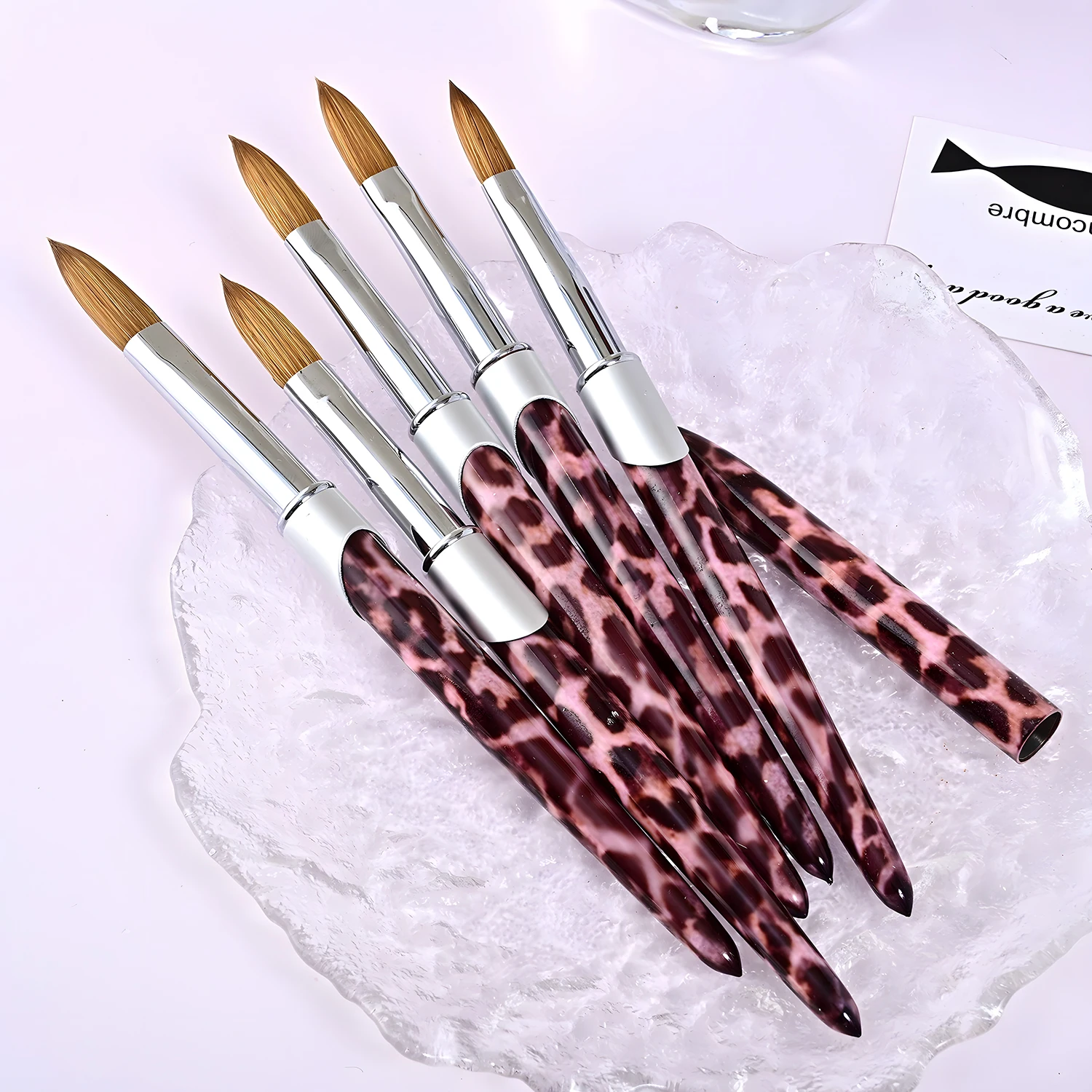 Pennello per unghie ovale Kolinsky # 8, Strumento professionale per l'estensione della polvere acrilica e il design della linea di strisce, forniture per unghie