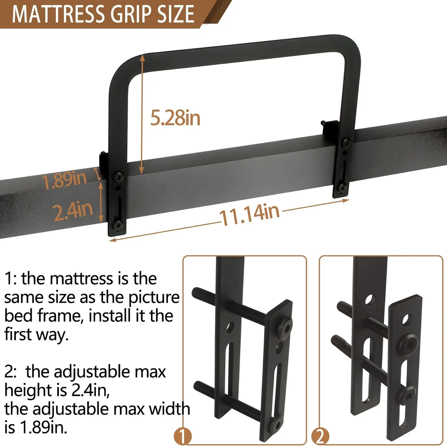 

6Pcs Mattress Slide Stopper For Metal Bed Frame (H5.2In) Retainer Bar Bracket Holder Keeping Mattress From Sliding For Foot Of