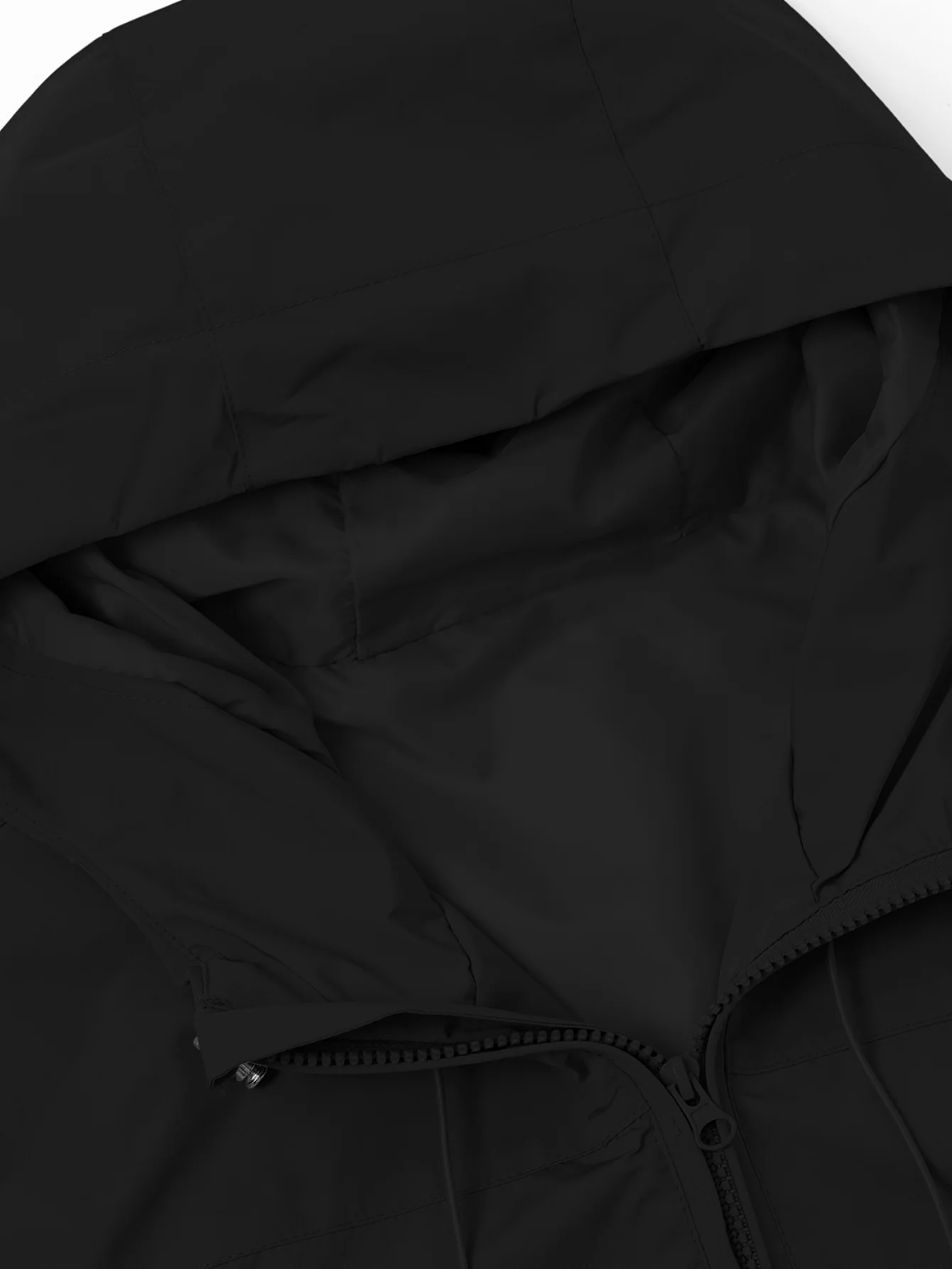 Men's Windproof Hooded Raincoat with Green Star Striped American Flag Pattern. Windproof Shell, Fully Zippered Closure,