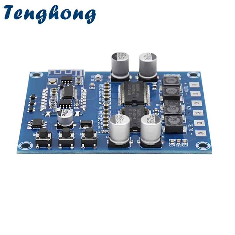 

Цифровая Bluetooth 5.0 плата усилителя мощности Tenghong YDA138-E 20Вт*2, Hi-Fi стерео аудиоусилитель для домашних колонок