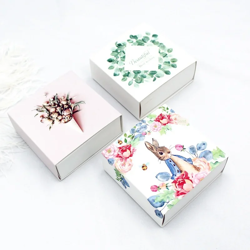 20pcs Beauty Cartoon Cardboard Box Drawer Slide Small Gift Box Jewelry Wedding Candy Box