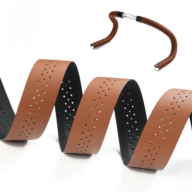 Latest Product Pu Leather Perforated Breathable Bicycle Handlebar Tape Comfortable Light Weight Anti-Slip Bicycle Handlebar Tape
