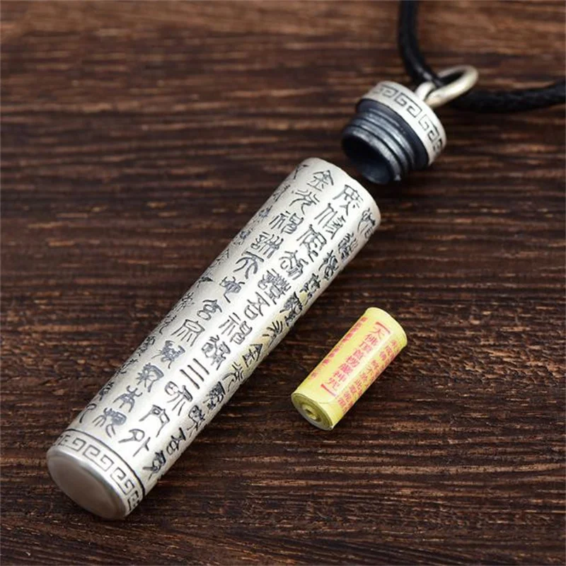 Shurangama Mantra Pendant For Men Women Jewelry Top Quality Silver 925 Choker Necklaces Male Amulet Blessing Sutra Accessories