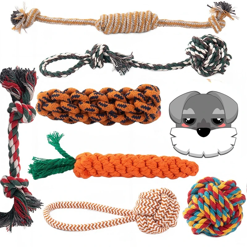 

1PC Dog Toy Knot Rope Ball Carrot Cotton Rope Dumbbell Puppy Cleaning Teeth Chew Toy Durable Braided Bite Resistant Pet Supplies