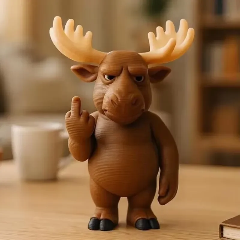 Cross-Border Resin Middle Finger Moose Figurine Home Decoration Ornament