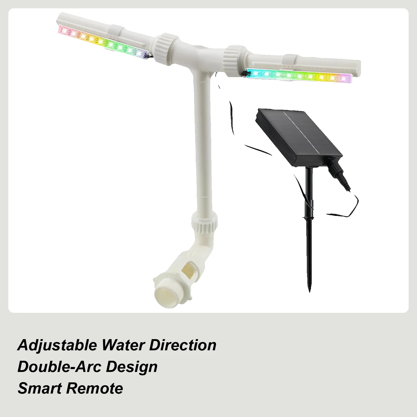 

Solar Pool Fountain Sprinkler Accessories Adjustable 7-color LED Light Double Spray Solar Pond Fountain For Pond Patio Decor