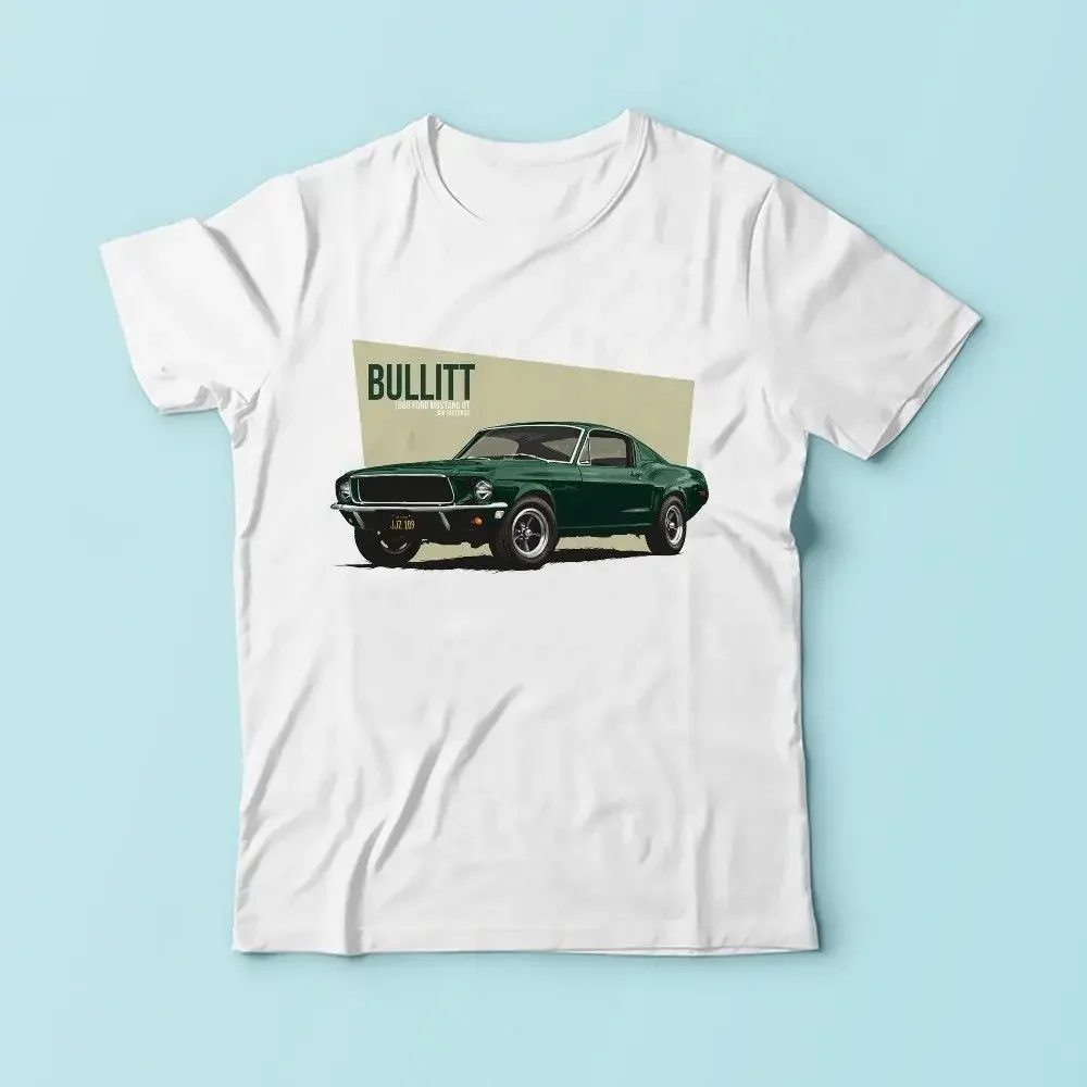 Fashion Summer T Shirt Classic American car fans Mustang Bullitt T-Shirt Vintage Mustang Classic Car Tee Shirt