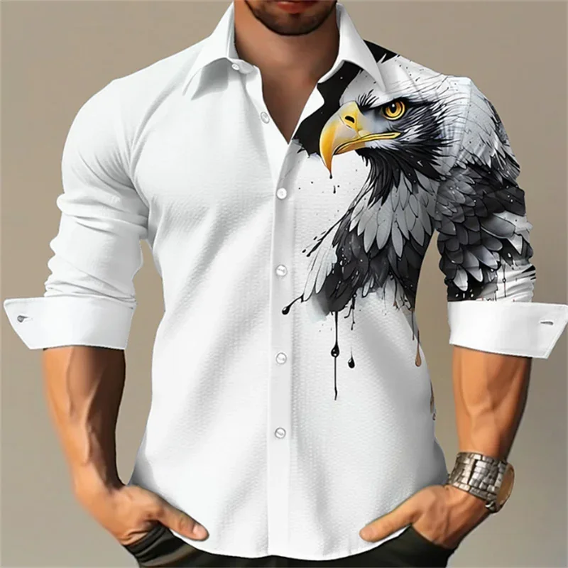 

Men's shirts with personalized pattern printed lapel long sleeves large size daily business casual comfortable long sleeves