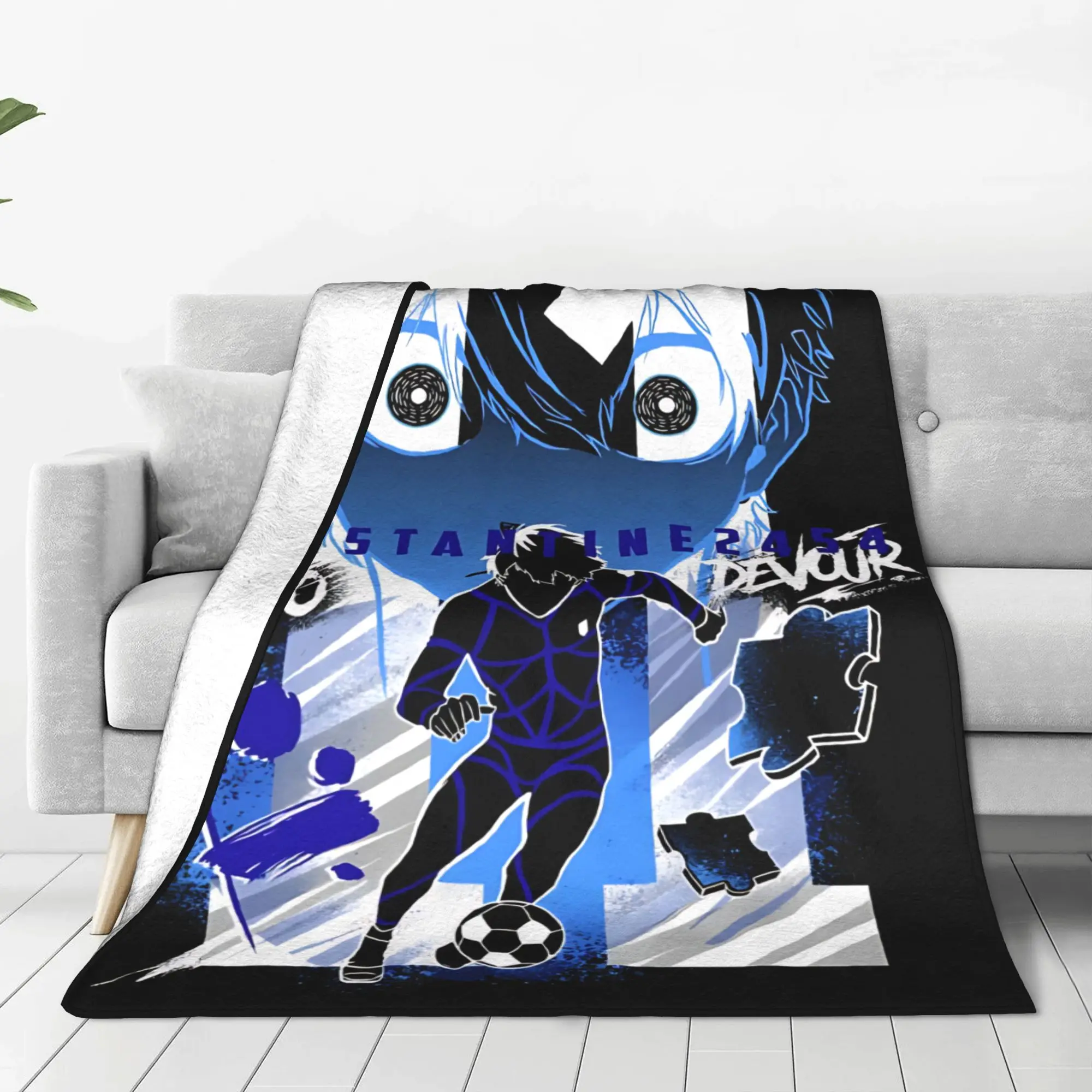 1PC Blue Lock Football Anime  home room decorations Winter Blankets for Adults Bedding Home Interior Sofa Knee