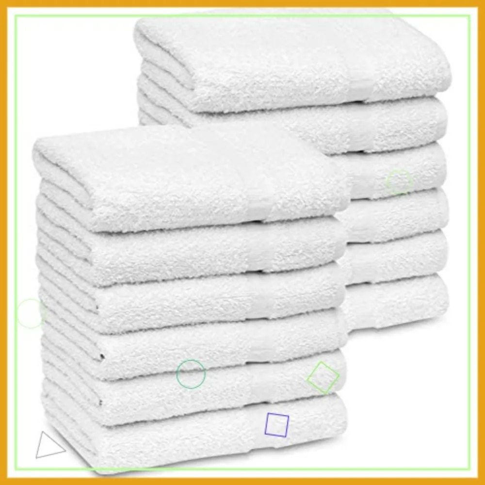 

Набор из 12 белых банных полотенец, 22x44 дюйма, экономичные, легкие, простые в уходе, для домашнего использования
