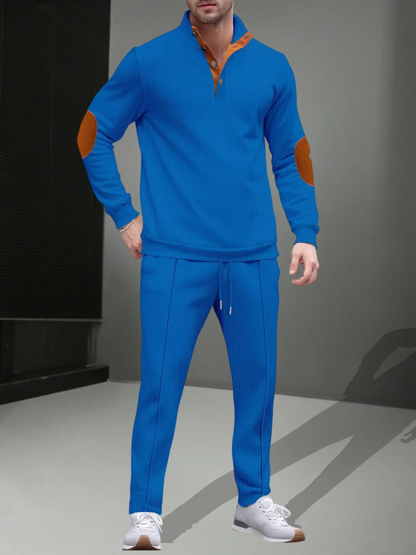 الأوروبي الخريف/الشتاء الرجال الهراء متقلب هوديي مجموعة الوقوف طوق اللون حجب الرياضة و بناطيل كاجوال قطعتين مجموعة