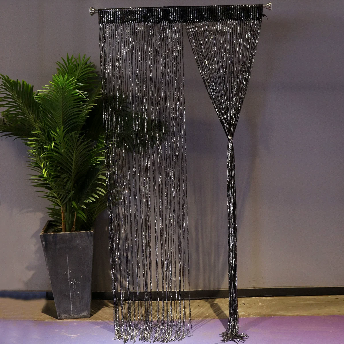 Fringe Curtain S Curtain Wedding Props 1*2m Encrypted Silver Silk Door Curtain Partition Finished Curtain