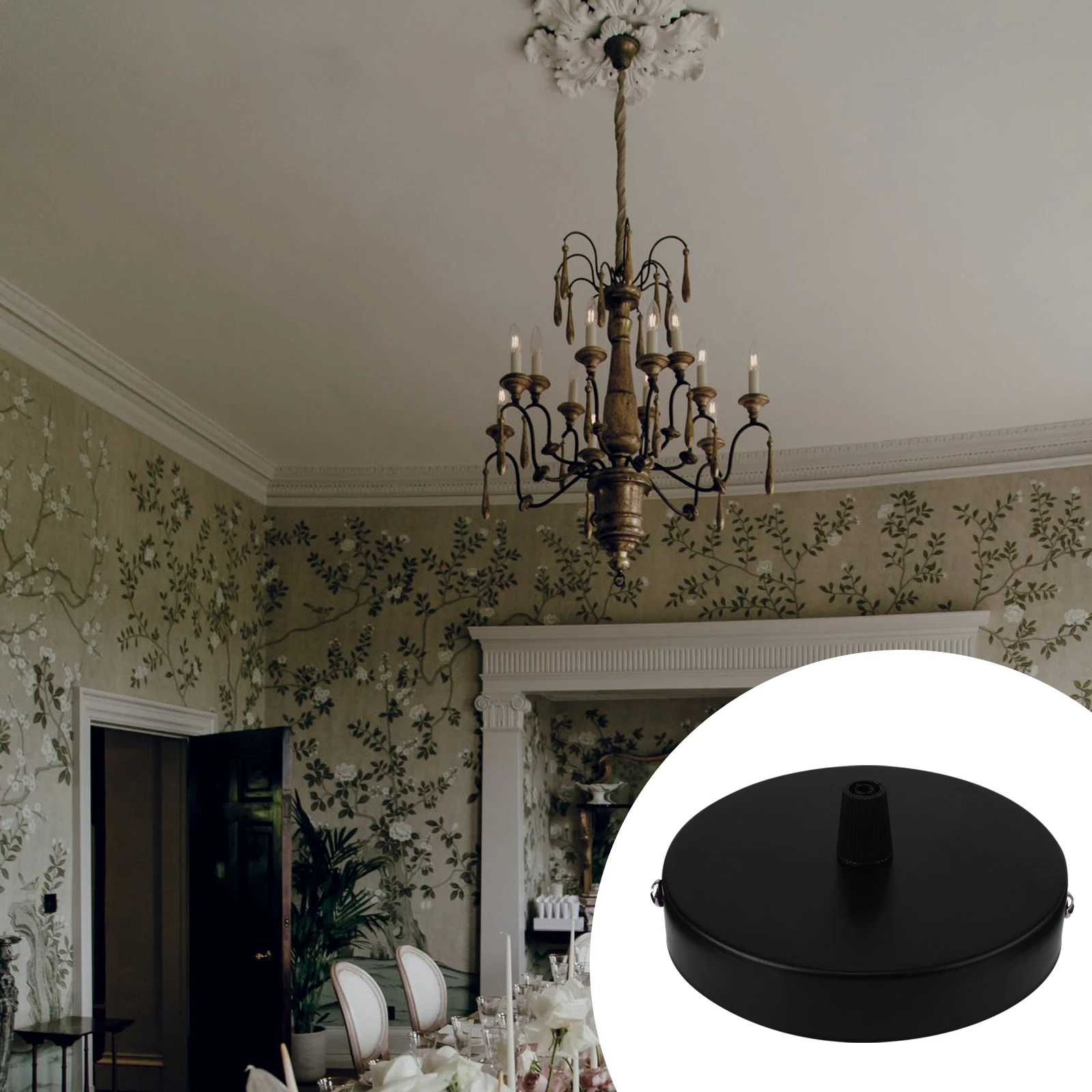 

2Pcs Round Ceiling Light Base Bracket Pendant Lamp Artificial Durable Sturdy Easy Chandelier Base Install
