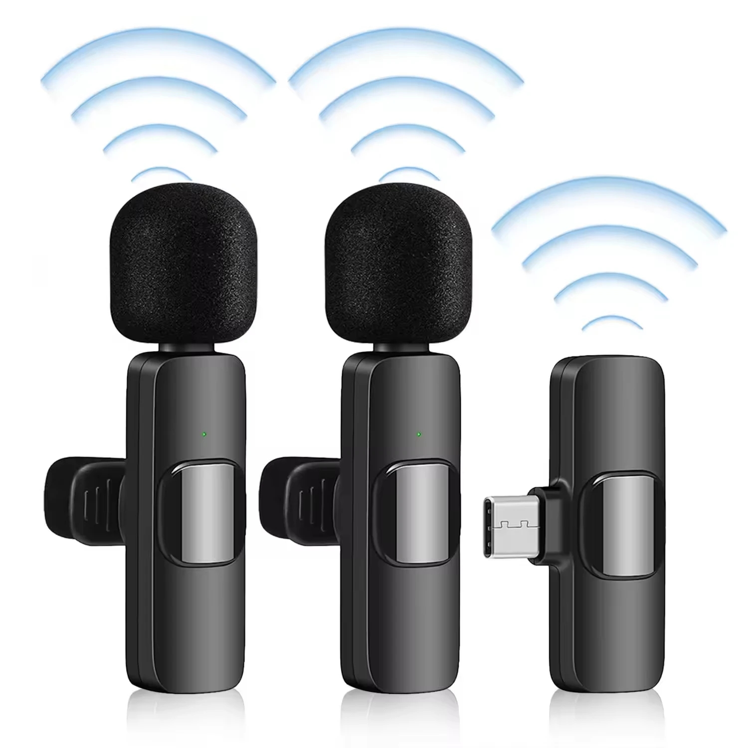 

K9 Wireless Lavalier Microphone Portable Audio Video Recording Mini Mic for iPhone Android Live Broadcast Gaming Phone Mic
