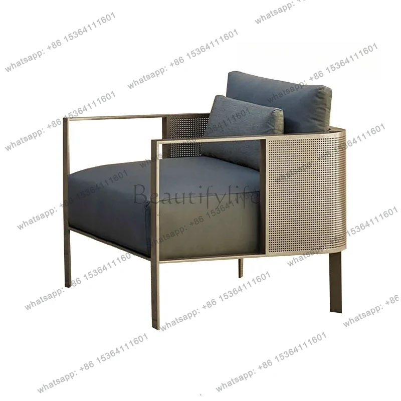 

Nordic outdoor leisure sofa stainless steel simple high-end hotel reception hall tables and chairs rock slab furniture