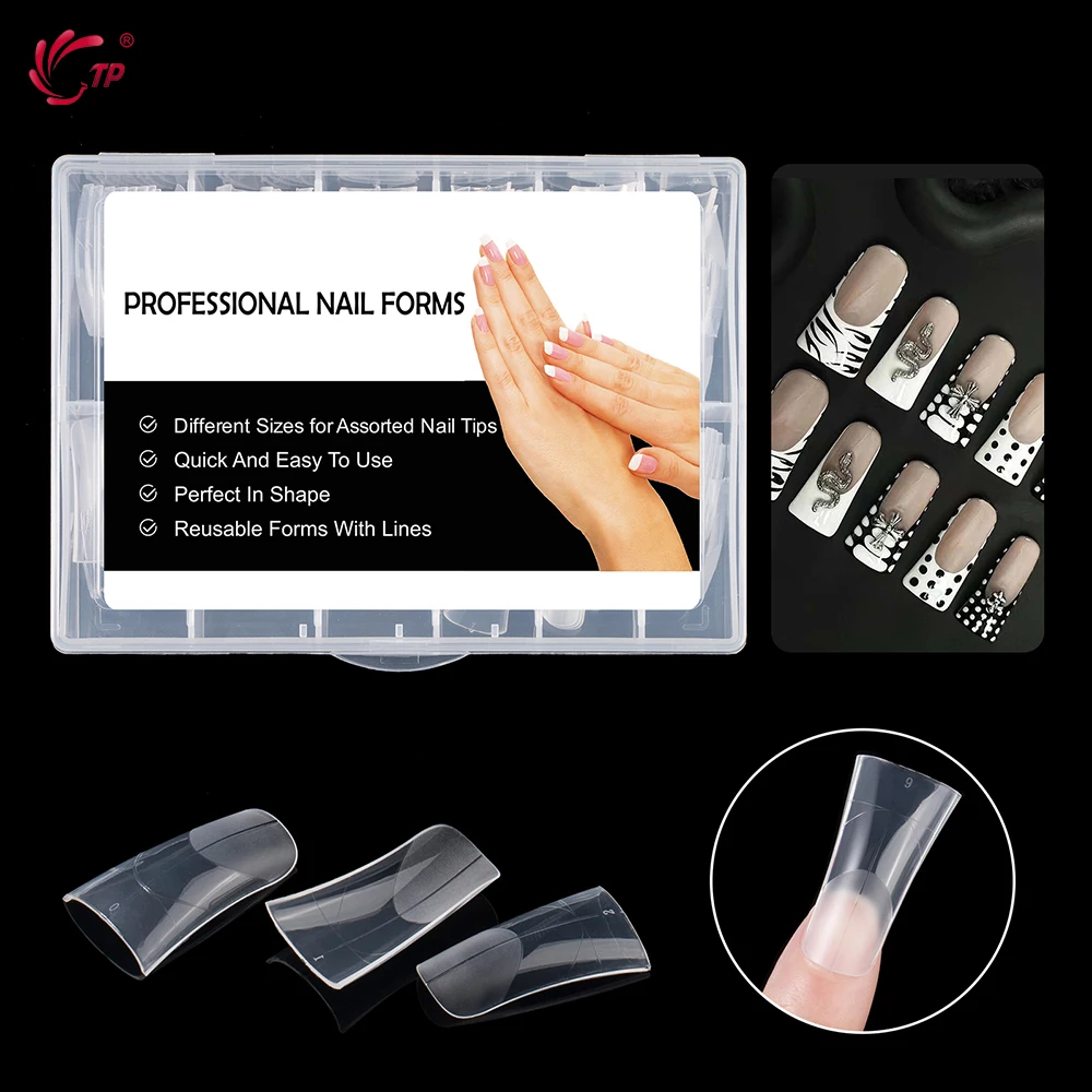 TP New 120pcs Dual Forms Nails Mold Full Cover Quick Poly Building Gel Mold Nail Art Form Extension False Tips Manicure Mold Top