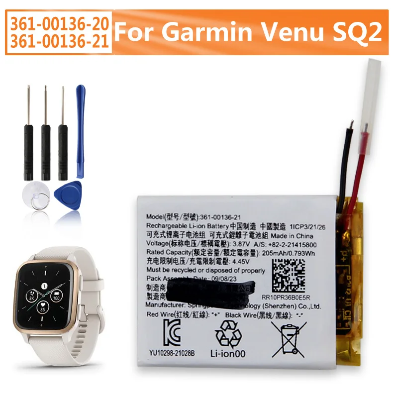 

361-00136-20 361-00136-21 Сменный аккумулятор для Garmin Venu SQ2 205 мАч