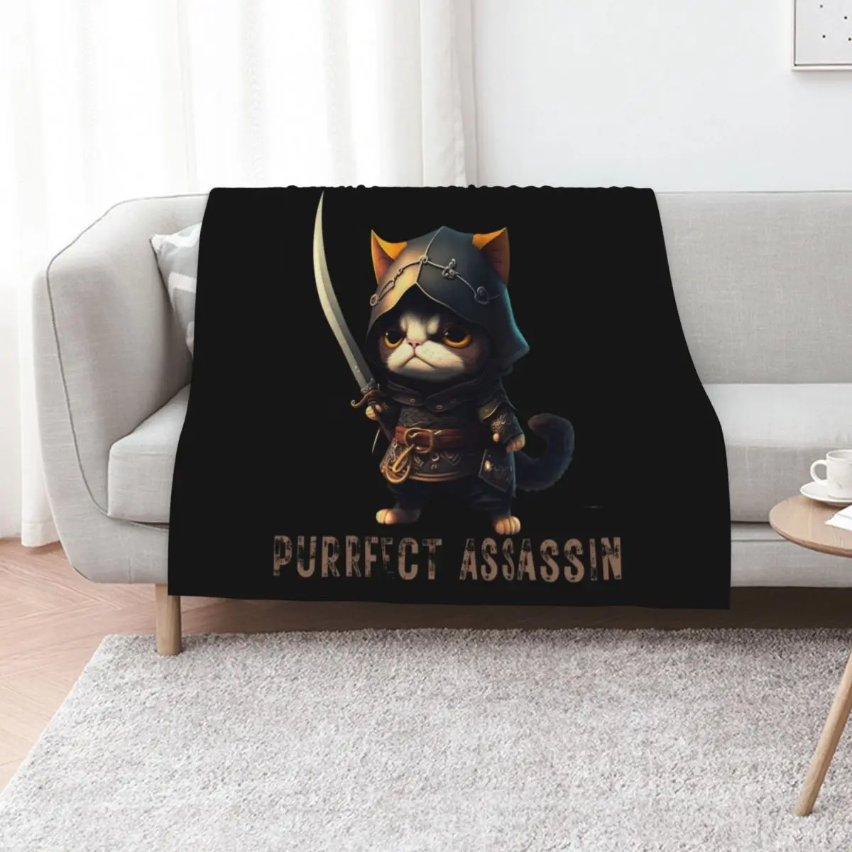 Purrfect assassin-Cat Ninja,Cute catlovers Throw Blanket Sofas Hairy Large Furrys Furry Blankets