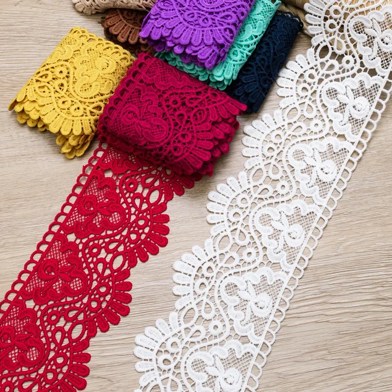 

Colorful Hollow Flower Embroidery Lace Ribbon,Clothing Sewing Fabric 10cm Wide,Handmade Crafts Skirt Hem Decoration Accessories