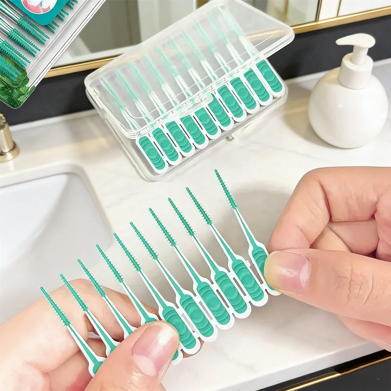 100Pcs Silicone Interdental Brushes Dental Toothpicks with Thread Between Teeth Brush Oral Cleaning Tools Disposable Teeth Stick