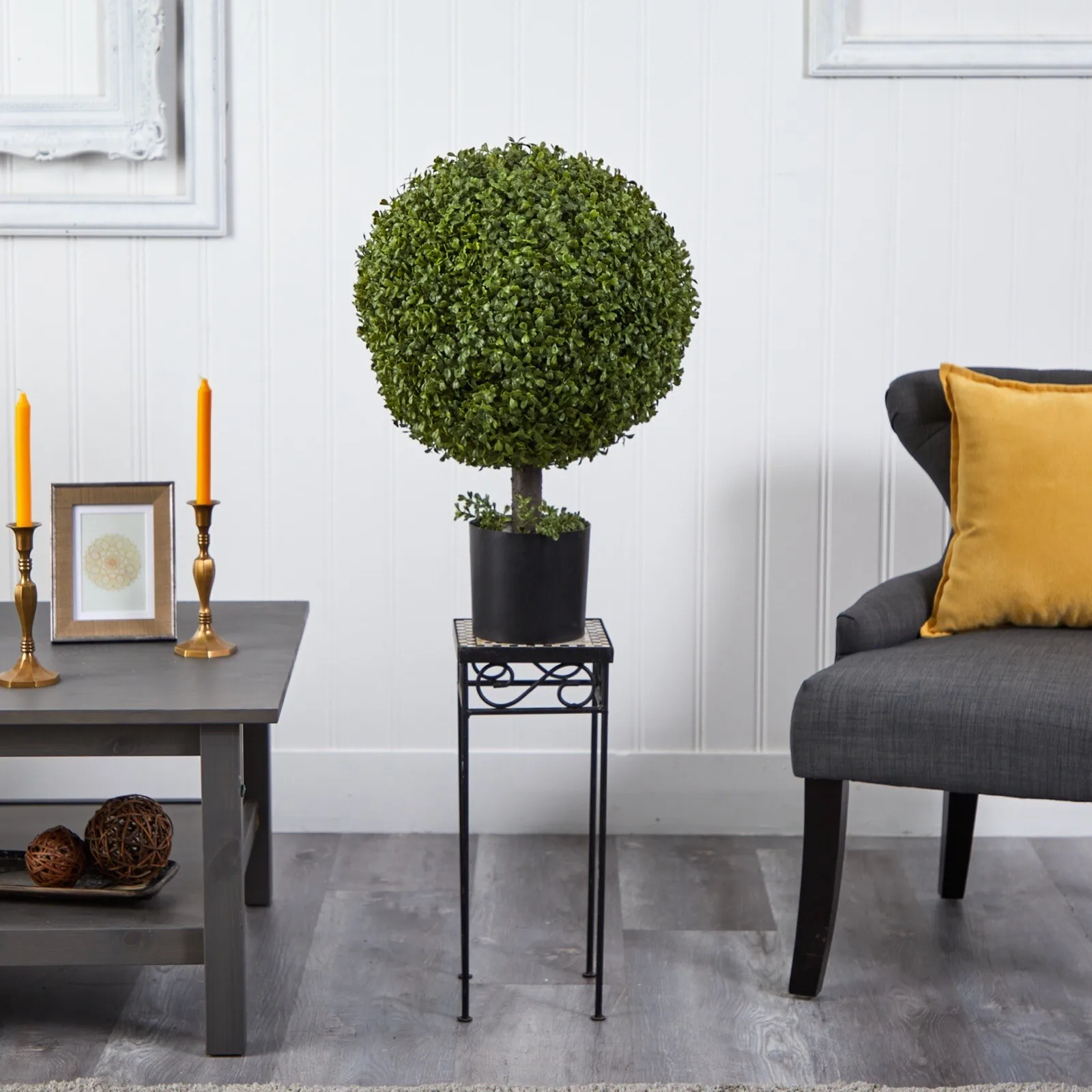 

27” Boxwood Ball Topiary Artificial Tree Home Decor UV Resistant.