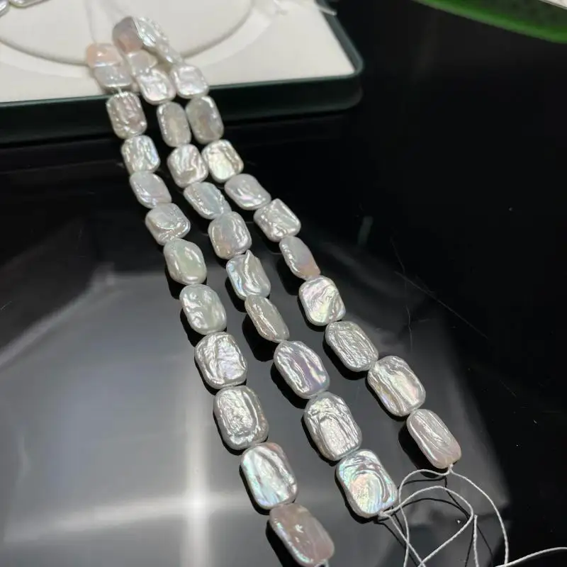 1 Piece DIY Necklace Bracelet Accessory 14x17mm Natural Freshwater Pearl Rectangular Baroque Strand Beads For Jewelry Making