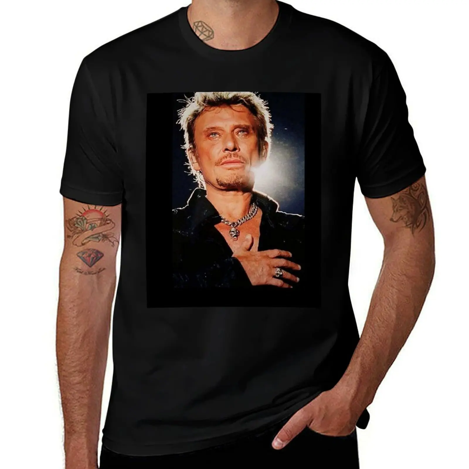 

Johnny Halliday T-Shirt cotton tshirt 100% t shirts designer essential t shirt T-shirt