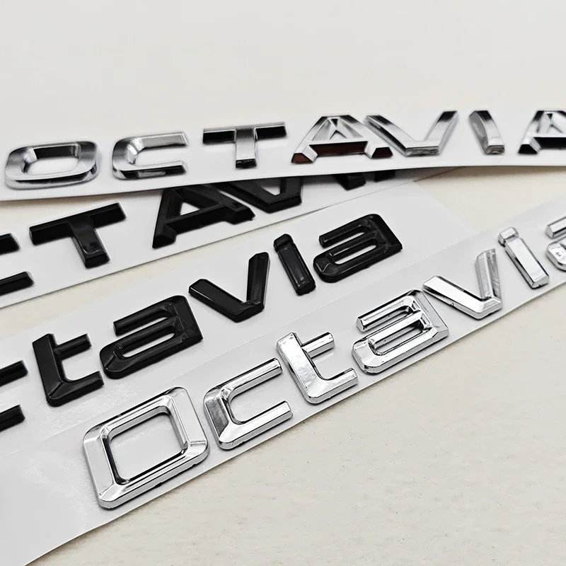

2026 New Hot For Skoda Car Sticker 3D ABS Chrome Black Logo Octavia Emblem Letters Car Rear Trunk Badge For Skoda OCTAVIA 1 2 3