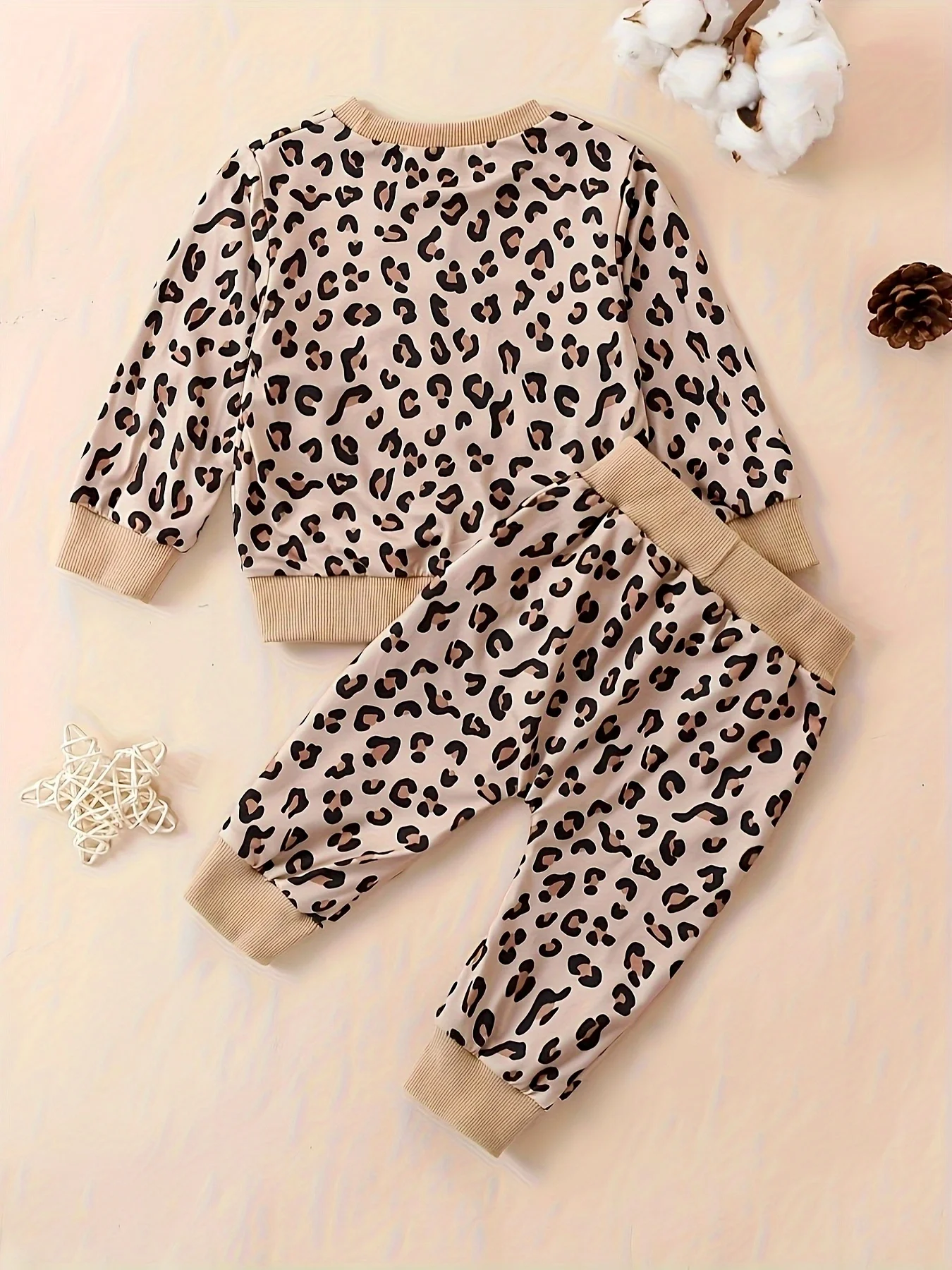 2023 2PCS Fashion Autumn Infant Baby Girls Boys Leopard Pattern Long Sleeve T-shirt with Pants Set Clothing Outfit