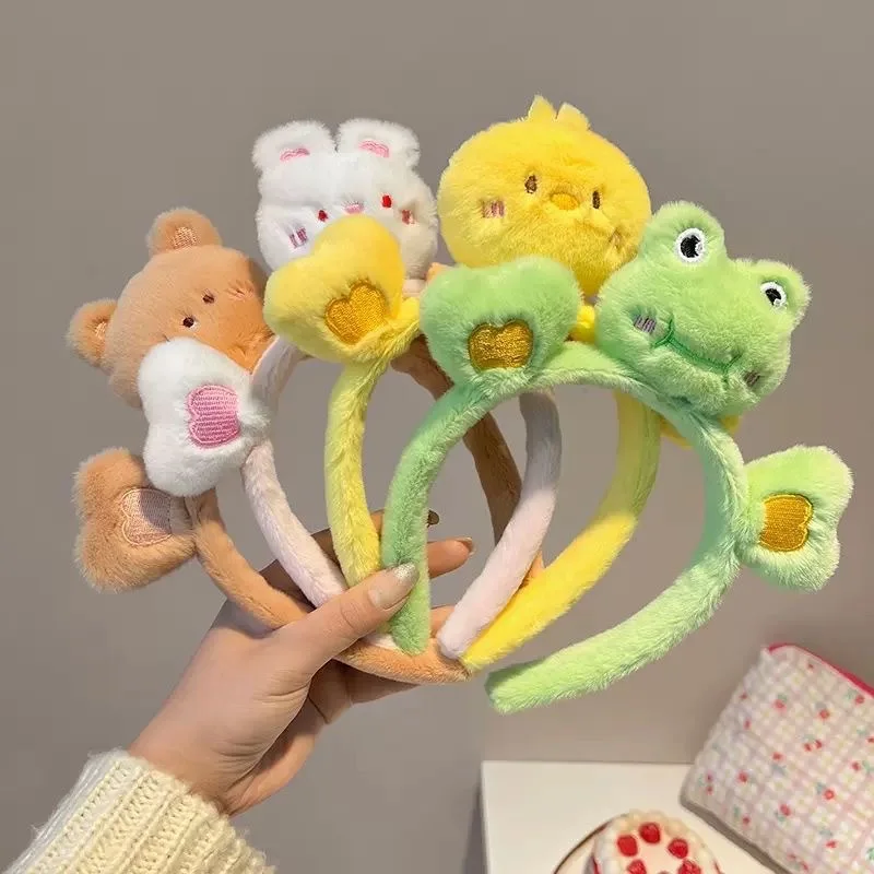 Cute Stuffed Animals Headband Frog Bunny Bear  Cute Anime Plushie Hair Accessories Halloween Series Kid Toys Doll Girl Gift