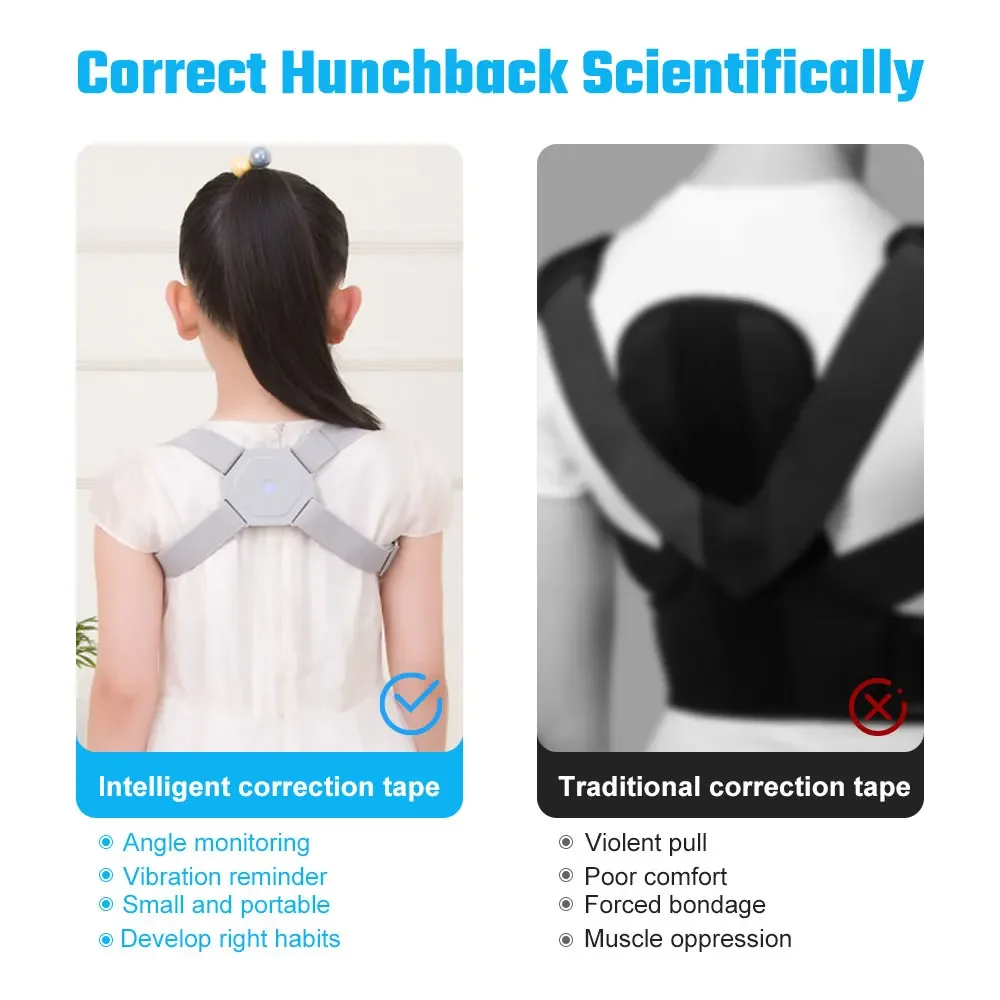 Postura elétrica Corrector Back Brace Spine Maca Vibração lombar Massager Spine Deck Backbelt Suporte USB recarregável