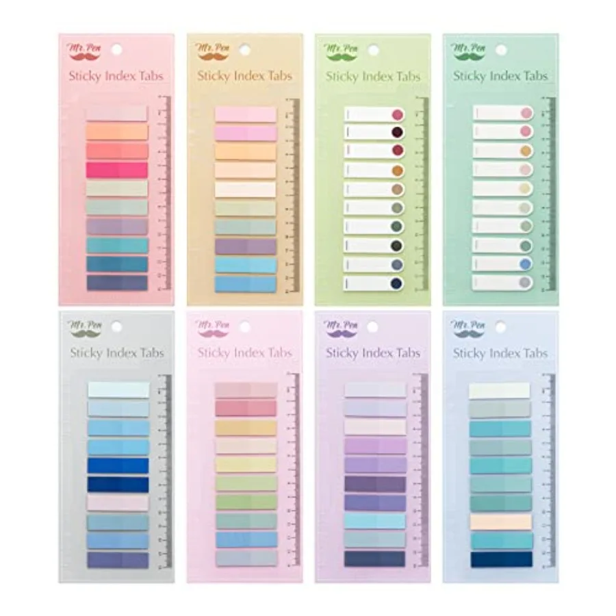 

Colorful Sticky Tabs,,Translucent Page Markers, Water-Resistant Book Tabs for Annotating, Bible Study, Planning, Indexing and D