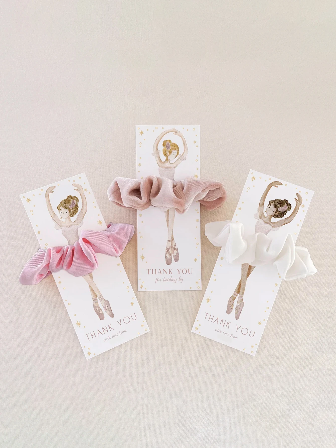 Ballerina Scrunchie with Tag Card, Ballet Dancer Party Favour Birthday Scrunchie Tutu Cute Scrunchie Labels for Girls Women