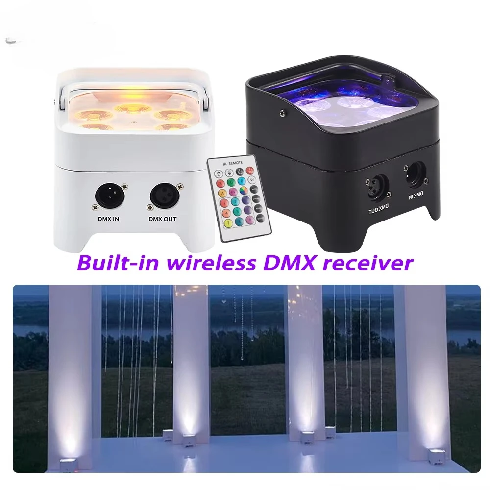 Disco Party Lights 6*18w RGBWA+UV 6in1 Led Uplights Battery Wireless Dmx for Stage Dj Wedding